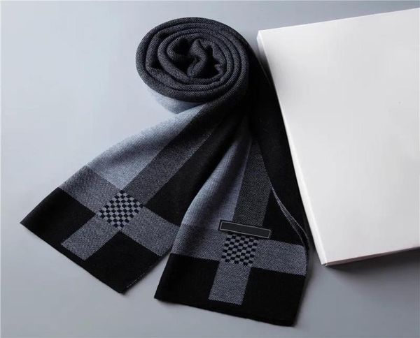 

designer scarf knitting highgrade men039s wool warm scarfs mens birthday gift versatile autumn plaid bib winter nice7864530, Blue;gray