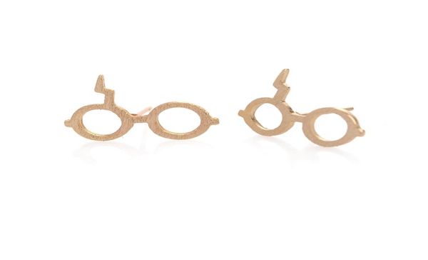 

wholesale funny magic glasses stud earring jewellery silver gold pink gold plated color for women gift efe0366548727, Golden;silver