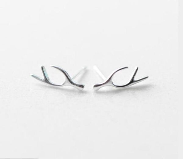 

fashion women antlers ear studs 925 sterling silver cute deer horn stud earrings girls birthday gifts ladies jewelry es83479833, Golden;silver