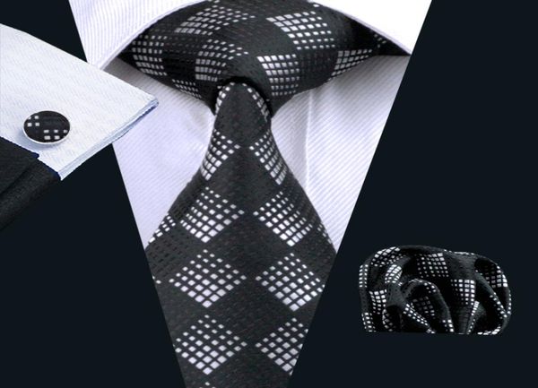 

plaid tie silk necktie hankerchief cufflinks mens jacquard woven classic business black necktie n02586051109, Black;blue