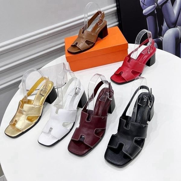 

orange brand sandals women's high heels leather designer shoes alphabet sandals new fashion high heels outdoor non-slip size 35-44, Black