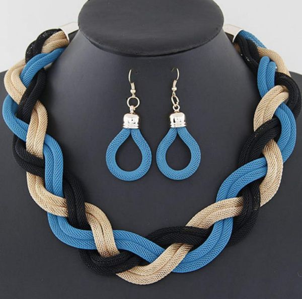 

costume jewelry sets for women metal weave ed chain necklaces pendants statement necklace fashion jewelry9622556, Silver
