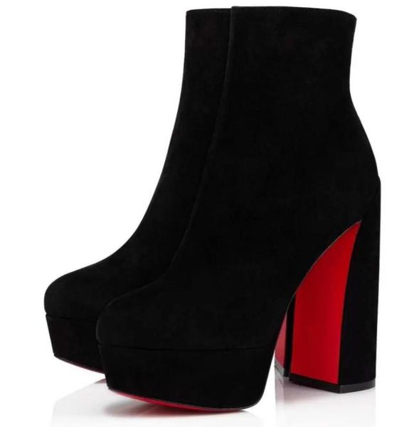 

winter luxury movida booty boot calfskin suede brown black high heels lady zipper booties dress wedding eu35447968064