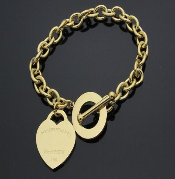 

new titanium steel jewelry ring ot buckle heart t bracelet men and women heart shaped t rough bracelet3693267, Black