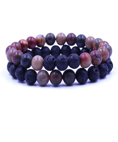 

women men natural lava rock beads chakra bracelets healing energy stone meditation mala bracelet fashion essential oil diffuser je7251741, Black