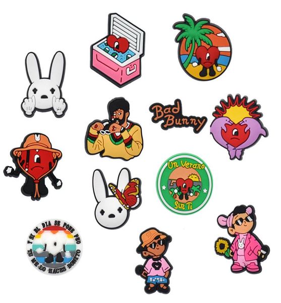 

50pcs bad bunny shoe charm accessories for charm jibitz pins buckle party faovrs gift9897500, White;pink