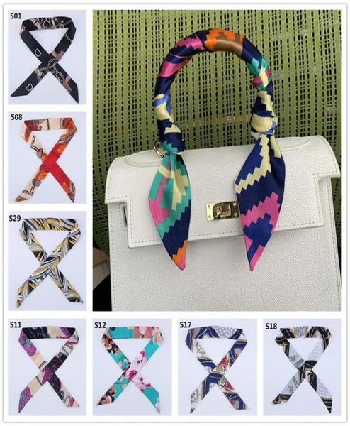 

scarves 2021 silk skinny scarf women print designer hair band for ladies long ribbon bag scarfs tie female fashion8707611, Blue;gray