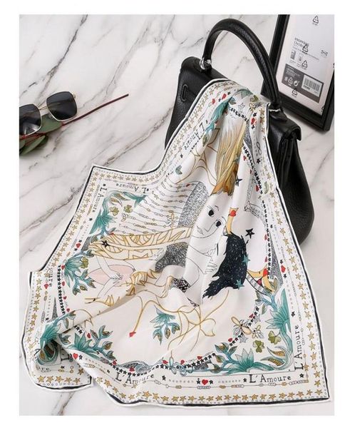 

scarves small square 100 silk scarf neckerchief bandana women9976934, Blue;gray