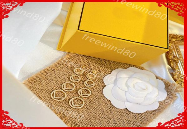 

woman 925 sterling silver earring fashion gold ear studs luxurys designers tassel earrings womens jewelry letter f diamond earing 1495309, Golden;silver