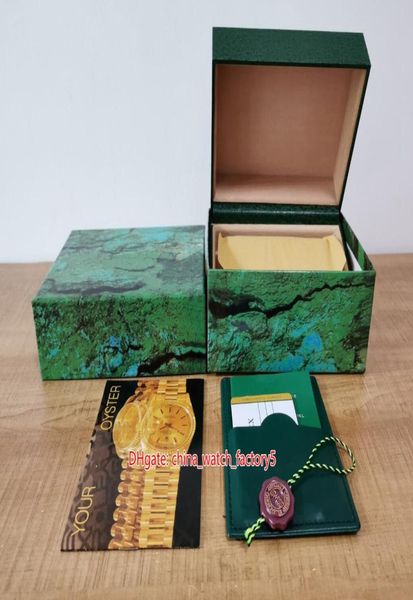 

5pcs president watches boxes green watch original box papers card wood leather for daydate gmt pepsi 126710 126610 p2385630, Black;blue