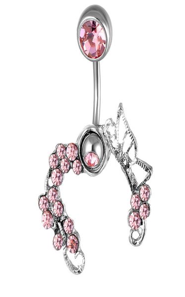 

d0654 pink belly nave ring012345678910111213143276705, Silver