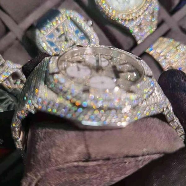 

mnim moissanite mosang stone diamond watch customization can pass the tt of mens automatic mechanical movement waterproof watch 937795, Silver