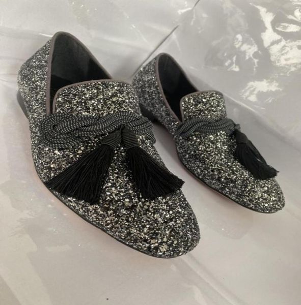 

shinny glitter men casual shoes flat heel fashion desinger loafers driving boats3681594, Black