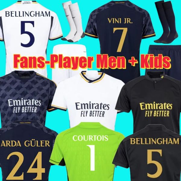 

3xl 4xl 23 24 fans player version arda guler soccer jerseys vini jr kits rodrygo camisetas de futbol real madrids bellingham 2023 2024 kids, Black;yellow