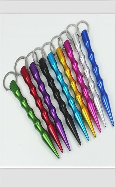

multifunction self defense spike keychains for women menbag alloy key holder charm hanging pendant car key chains key ring 9 color3731781, Silver