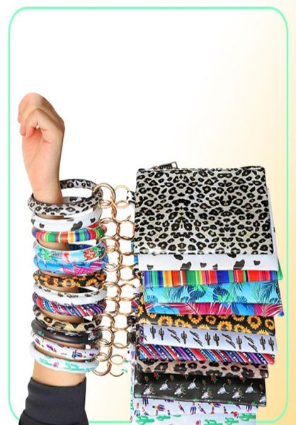 

key bag bracelet s1vv cactus 13 styles wristlet keychain bracelets wallet girls leopard printed clutch chain purse leath2431309, Red;black