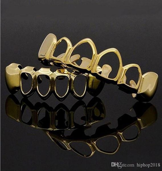 

18k gold grillz teeth set mens hip hop jewelry silver black hollow grills7919842