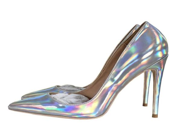 

women lady 2019 fashion silver patent leather poined toes wedding heels stiletto high heels shoes pumps 12cm 120mm10721407451525, Black