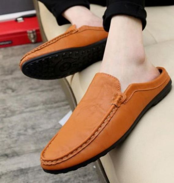 

new arrival specials super summer cowboy semislippers leather beach with box trend british tidal casual mens slippers eu5494697, Black