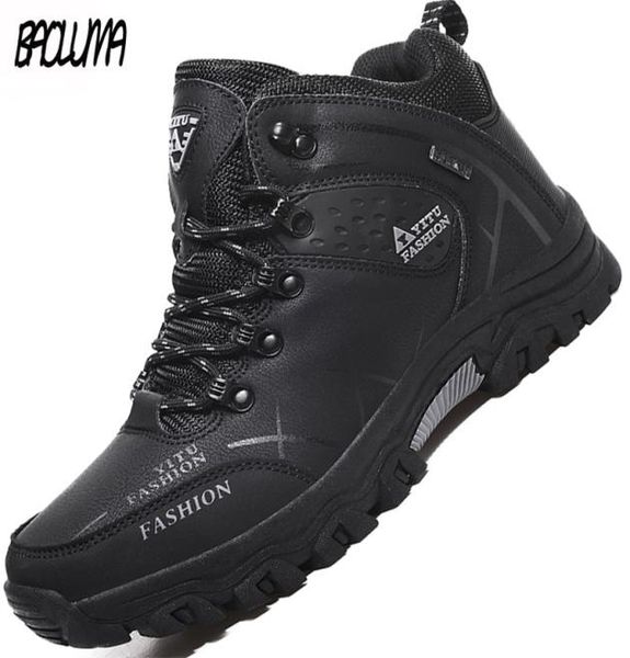 

brand men039s winter boots men039s snow boots winter warm leather waterproof men sneakers outdoor breathable hiking boots wo2557230, Black