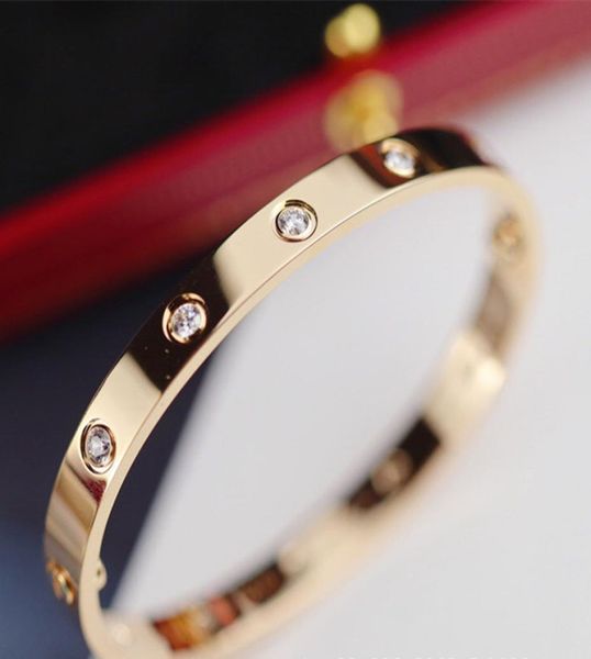 

good gift women men couple bracelet titanium steel screw bangle bracelet with box8196979, Golden;silver