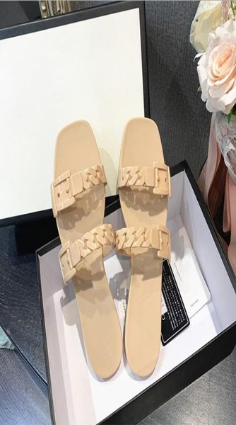 

2021 brand women sandals designer lady slippers summer outdoor fashion plastic chain jelly slipper luxury genuine lea3771500, Black