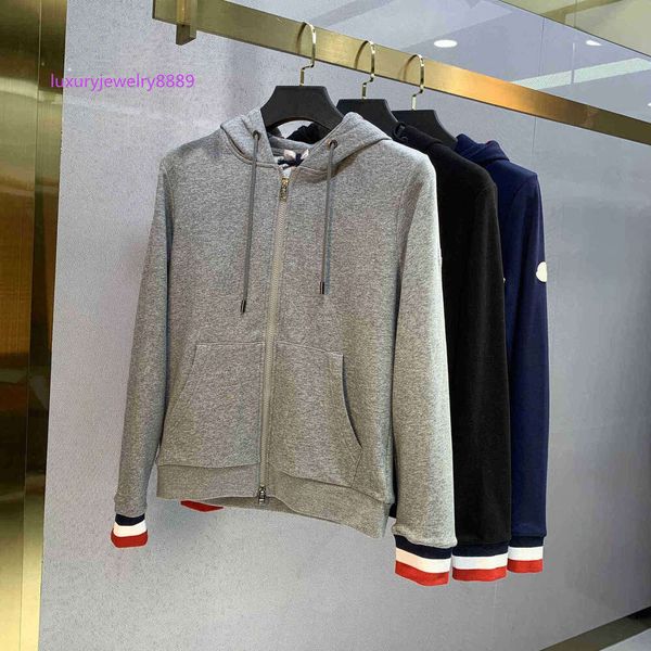 

fashion casual hoodie style men's hoodie jacket french fashion comfortable women's armband simple street full with sweatshirt, Black