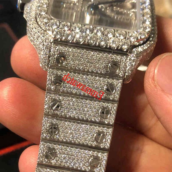 

cpjm 2023 new skeleton sier moiss anite diamonds watch pass tt quartz movement men luxury iced out sapphire watch with boxcl3w, Silver