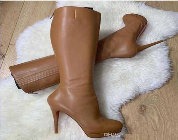 

brown black genuine leather wedding party shoes boot for women shoes boots tall boots bianca botta waterproof platform high heels6942859