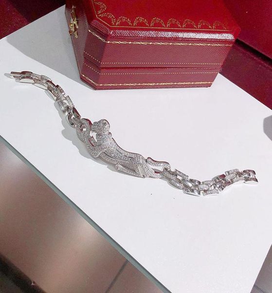 

s925 sterling silver full drilling leopard bracelet brands luxury high end women039s bracelet prom party tren1024714, Golden;silver