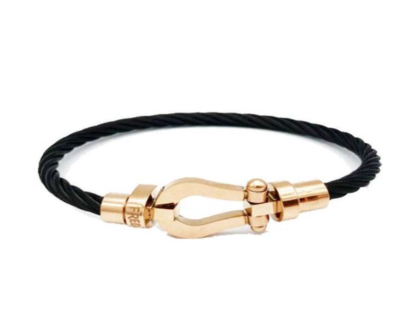 

freds designer bracelet horseshoe magnet buckle stainless steel wire bracelet rose gold diy bracelet jewelry3652383, Black