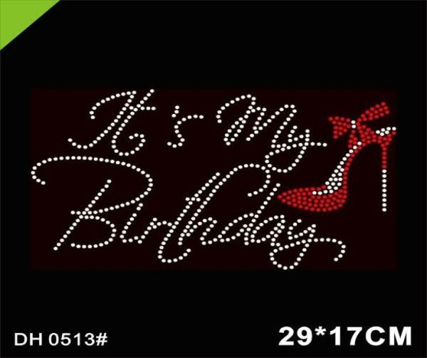 

birthday rhinestone heat transfer for t shirts 051301233230384, Black