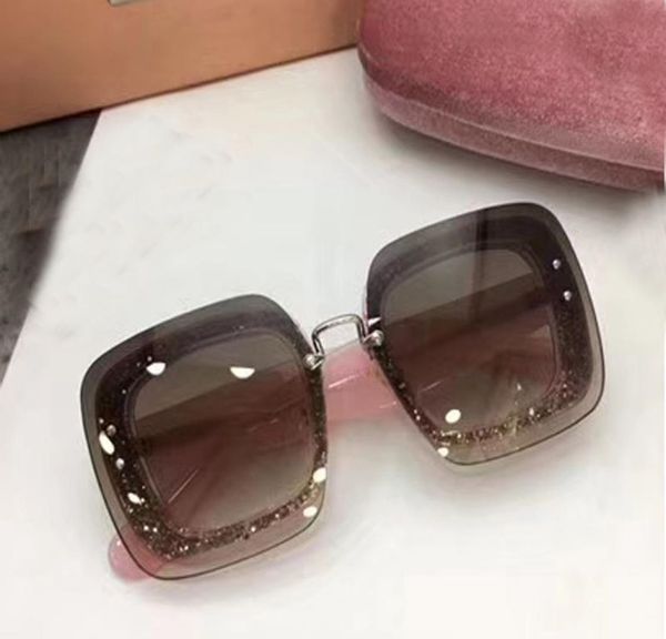 

new fashion women brand designer sunglass smu01r square sunglass crystal frame with bling sunglass big fashion frame with pink cas3260680, White;black