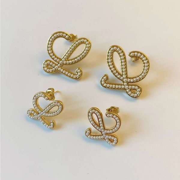 

earrings designer loewees new style fashion brand earrings curve design pearl earrings geometric niche high sense earrings, Golden;silver