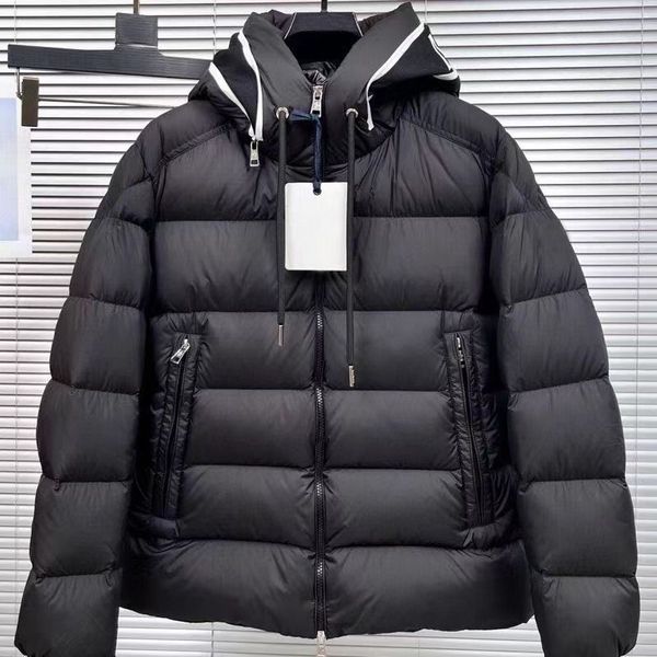 

mens down jacket puffer coats winter stylist coat parka hooded thick womens feather windproof outerwear cold protection badge decoration mul, Black