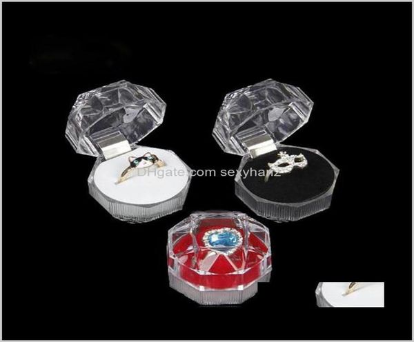 

drop delivery 2021 jewelry package boxes ring holder earring display acrylic transparent wedding packaging storage box cases cyp8150854, Black;white