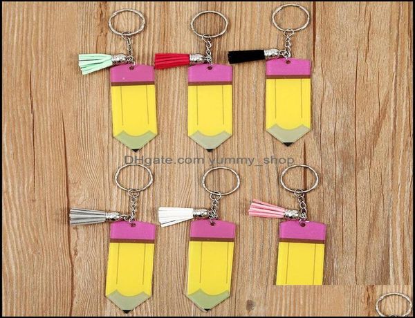 

keychains fashion aessoriesforeign trade teachers day pencil tassel decoration keychain factory whole personalized blank lette5707909, Silver