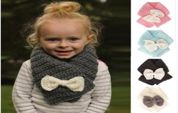 

4 color kids warm scarf baby girls bow shawl ring wraps scarves neck knit scarves neck ring9346748, Blue;gray