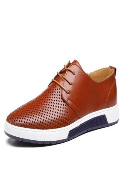 

men039s shoes leather plus size 37 48 holes design summer breathable shoes spring autumn business men flats sapato masculi4035719, Black