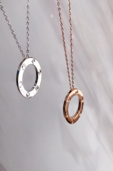 

luxury new year stainless steel jewelry ring necklace six nails no diamond love necklace pendant luxury wild fashion perfect two c6856297, Silver