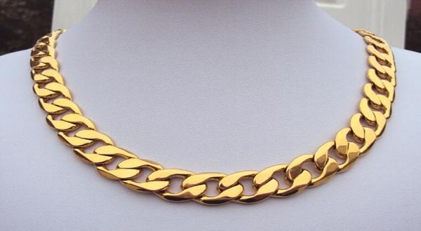 

fine yellow gold jewelry weighty heavy 108g 24k gf stamp real yellow solid gold 236 men039s necklace 12mm curb chain 600mm je5128620, Silver
