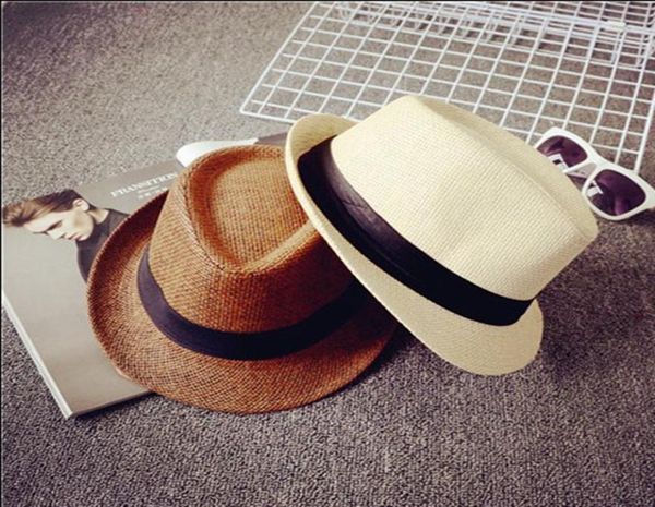 

children panama straw hats soft kids fedora belt hats summer woman men outdoor small brim travel beach sun cap tta1216145140165, Blue;gray