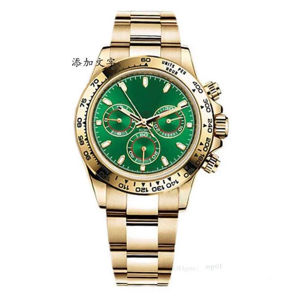 

sports watch mens master design style automatic movement gold stainless steel case green dial folding b, Slivery;black