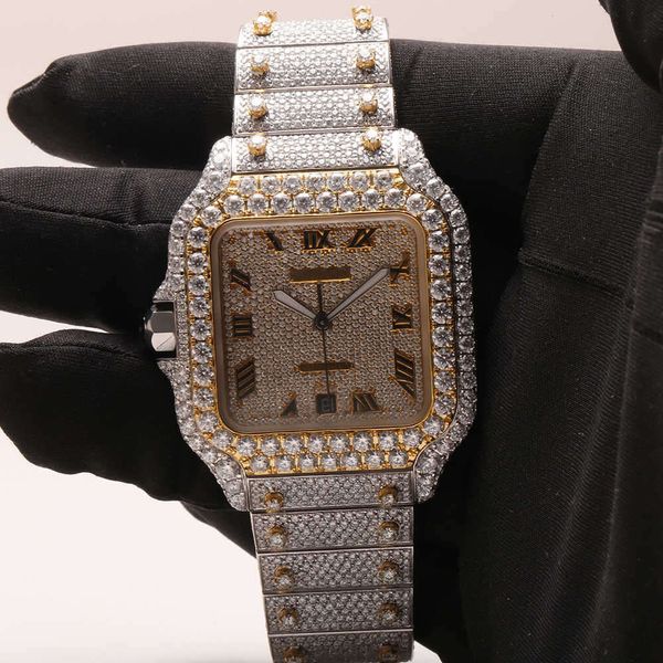 

63pi wristwatch 2023 new arrival brand iced out luxury gold sier original customized hip hop men diam ond diamondxnht, Slivery;brown