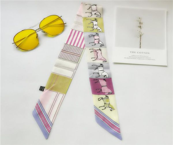 

fashionable silk hair silk lady bow scarf fashion bag decorative ribbon printed scarf 905cm 3658355276, Blue;gray