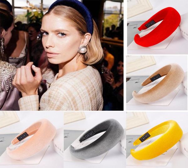 

16 colors women padded wide sponge headband glitter velvet sweet candy color hair hoop vintage party stretchy thick headpiece5257963, Silver