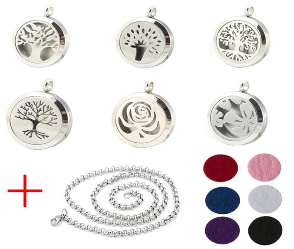 

new fashion 30mm perfume locket 316l stainless steel essential oil aromatherapy diffuser locket pendant send chain felt pad ws15740956, Silver