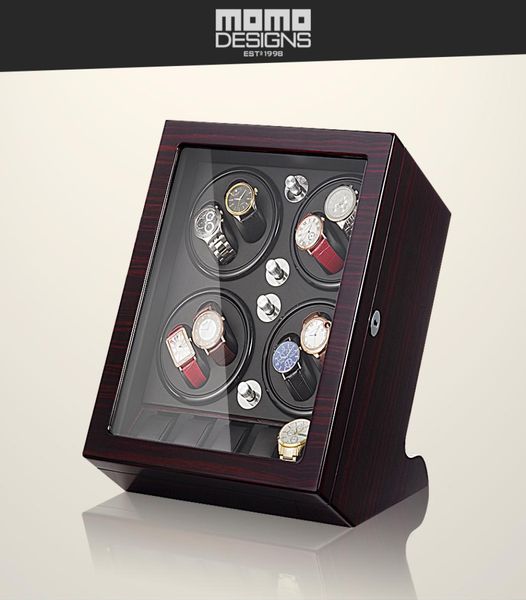 

watch winder holder rotator box 85 automatic watches display wood leahter winding watch box shaker mabuchi motor5596776, Black;blue