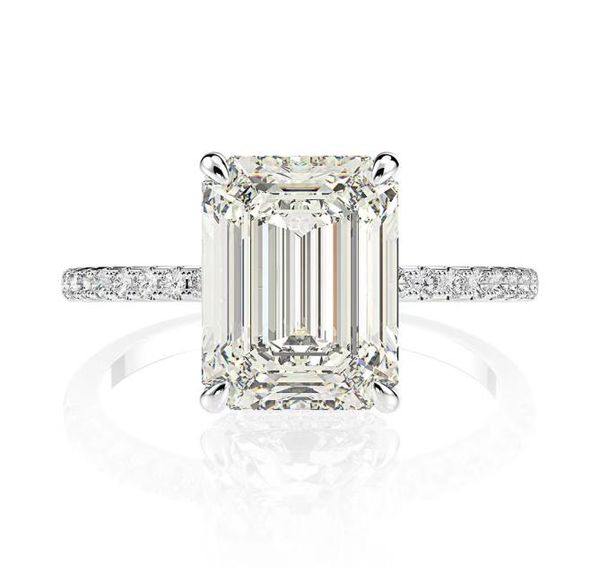 

real 925 sterling silver emerald cut created moissanite diamond wedding rings for women luxury proposal engagement ring 2011161462824, Slivery;golden
