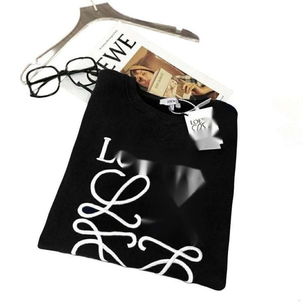 

designers women t-shirt loewees fashion and luxury loose pullover black sweater spring new design sense small embroidery trendy academy styl